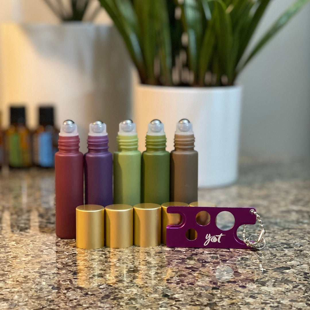 10ml Matte Earth Colored Glass Bottles W/Stainless Rollers & Gold Metal Caps Gift Box (Coming Soon) Your Oil Tools 
