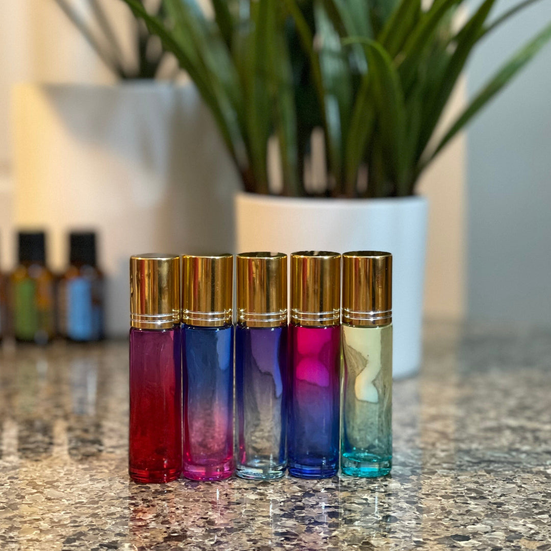 10ml Ombre Sunset Glass Bottles W/Stainless Rollers & Gold Metal Caps Gift Box (Coming Soon) Your Oil Tools 