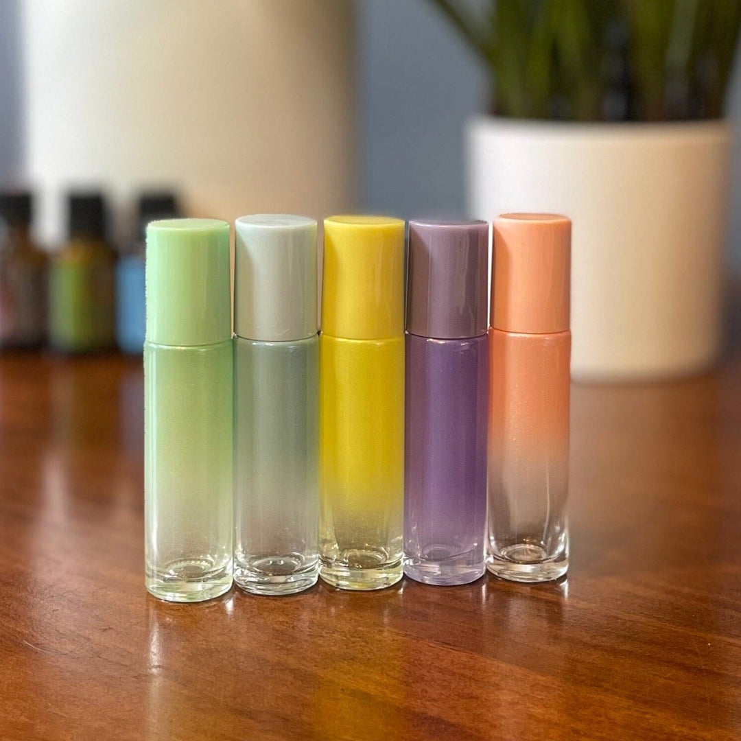 10ml Pastel Glass Bottles W/Stainless Rollers & Color Match Caps Gift Box Your Oil Tools 