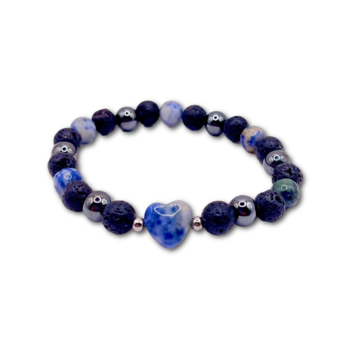 Aromatherapy Gem & Lava Heart Bracelet (blue sodalite) Aroma Jewelry Your Oil Tools 