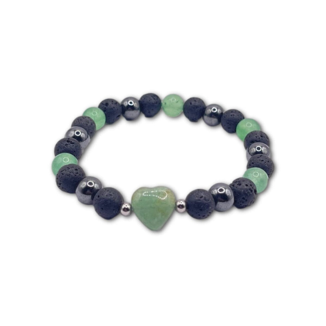 Aromatherapy Gem & Lava Heart Bracelet (Green Jade) Aroma Jewelry Your Oil Tools 