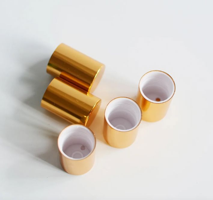 Roller Bottle Caps – Aluminum Shiny Gold (Pack of 5) Caps & Closures Your Oil Tools 