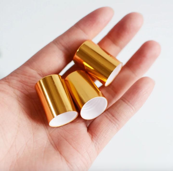Roller Bottle Caps – Aluminum Shiny Gold (Pack of 5) Caps & Closures Your Oil Tools 