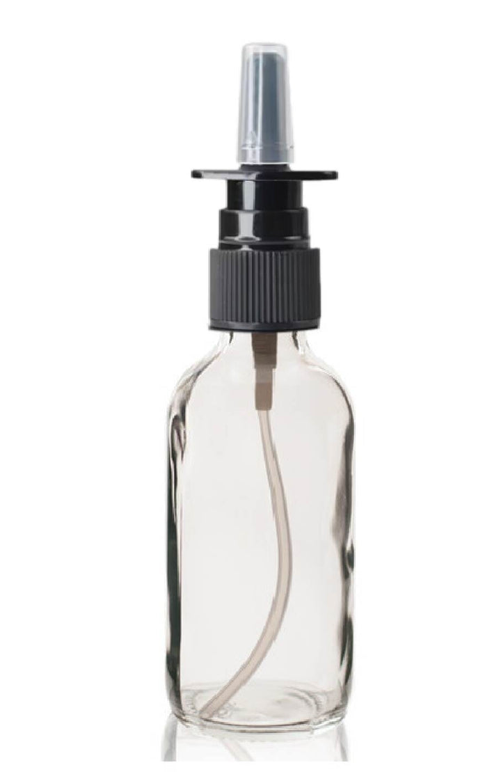 1oz Clear Glass Bottle w/ Black Nasal Atomizer at Your Oil Tools