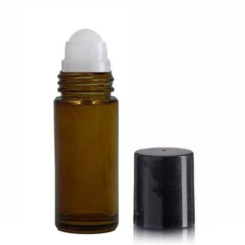 1 oz Amber Glass Roller Bottle w/ Black Cap Glass Roller Bottle Aroma2Go 