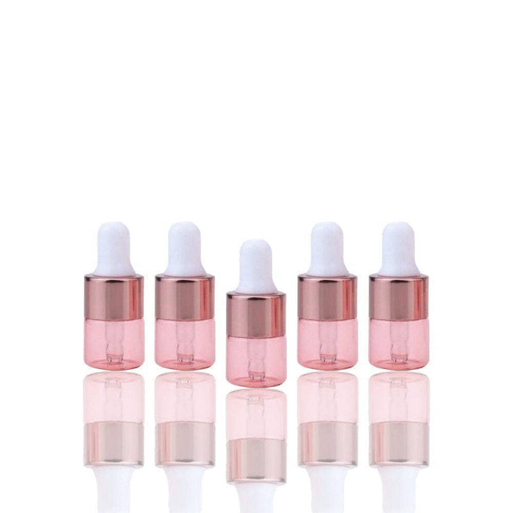 1 ml Pink Glass Vials w/ Rose Gold Dropper (Pack of 5) Sample Bottles Got Oils? 
