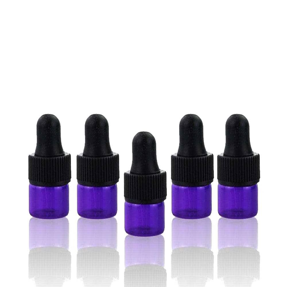 1 ml Purple Glass Vials w/ Black Dropper (Pack of 5) Sample Bottles Got Oils? 