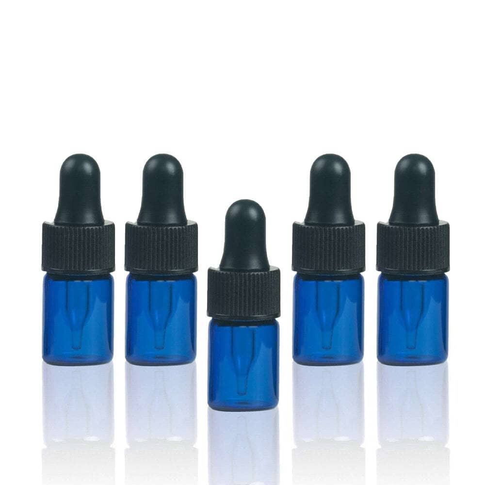 2 ml Blue Glass Vials w/ Black Dropper (Pack of 5) Sample Bottles Got Oils? 