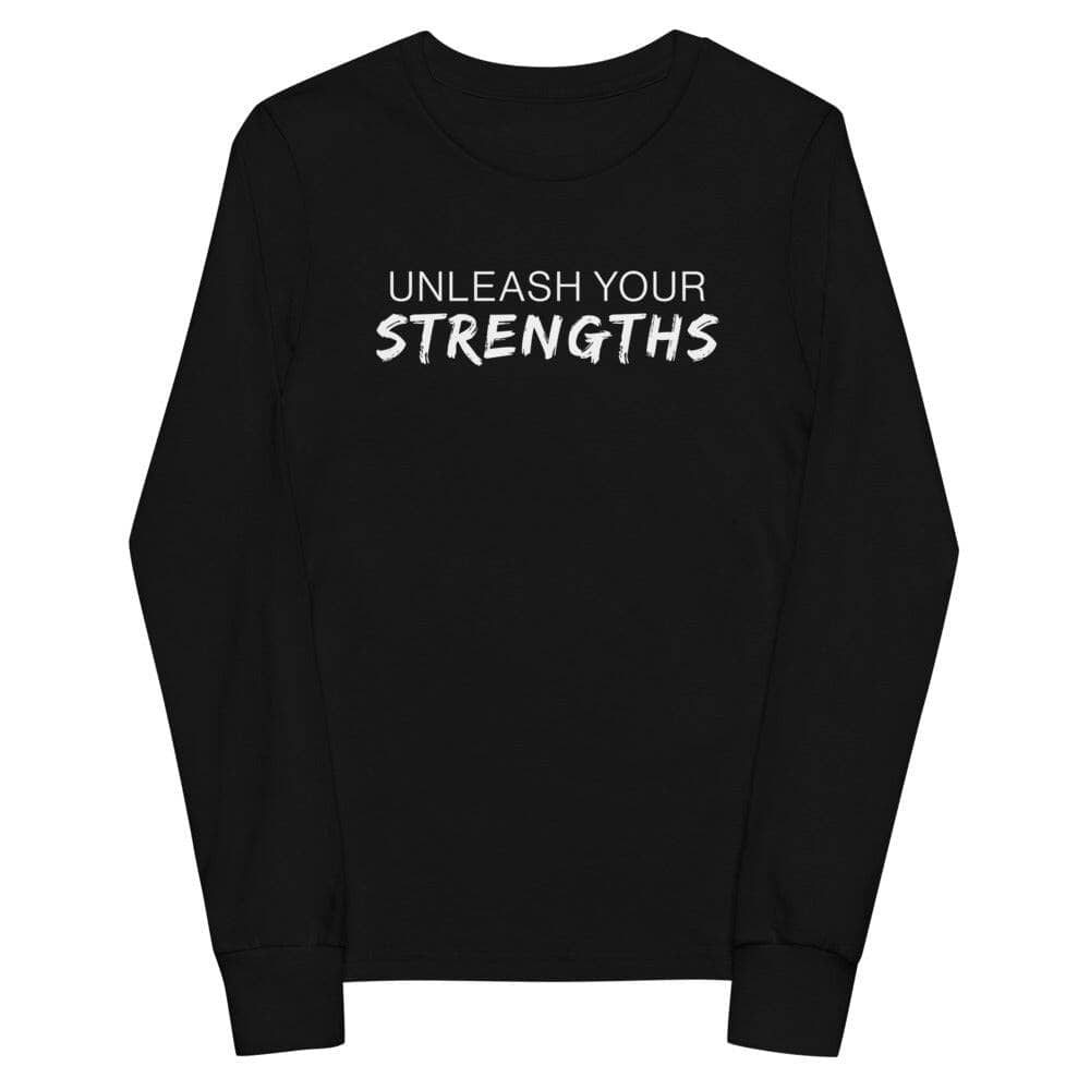 Unleash Your Strengths Youth Unisex long sleeve tee Apparel Your Oil Tools Black S 