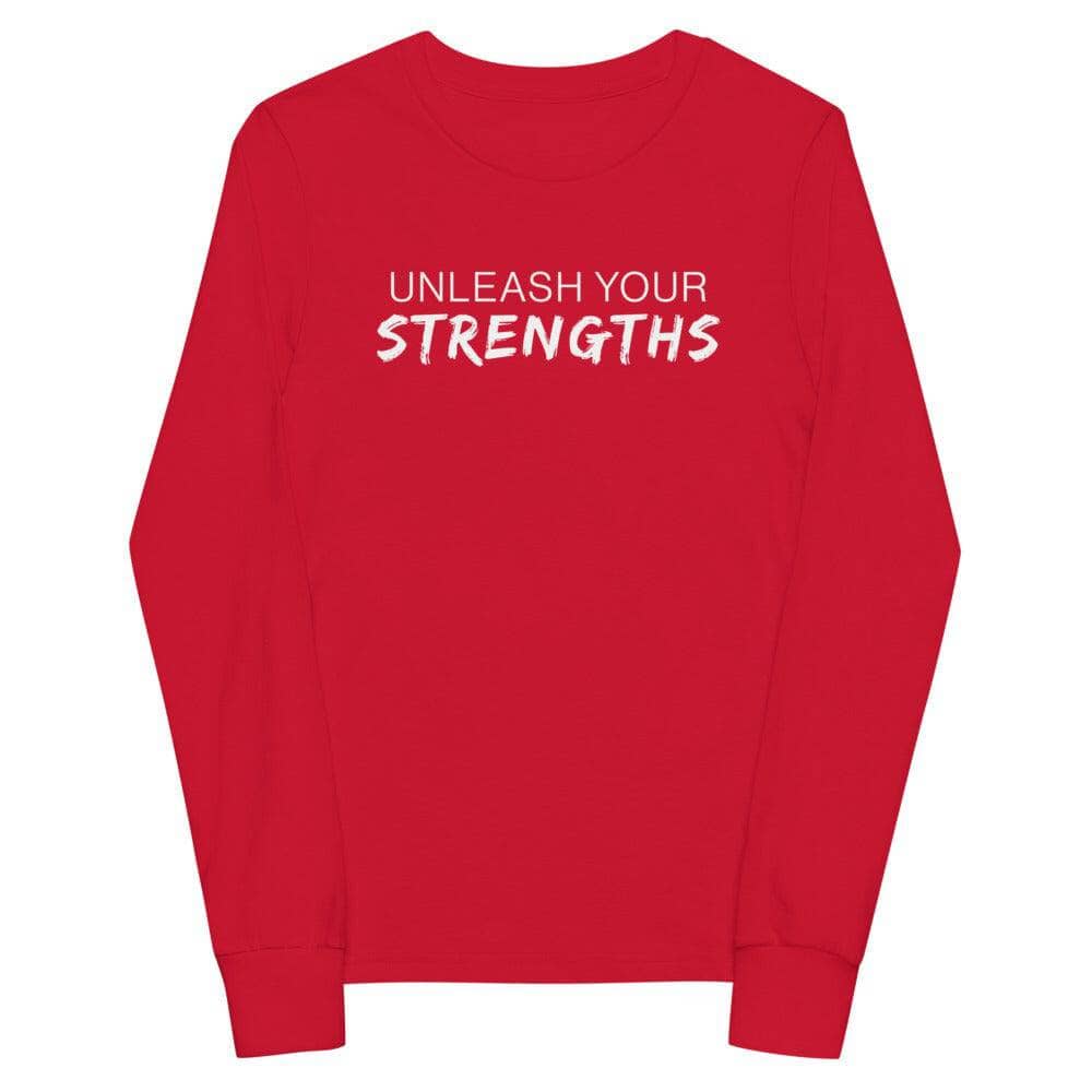 Unleash Your Strengths Youth Unisex long sleeve tee Apparel Your Oil Tools Red S 
