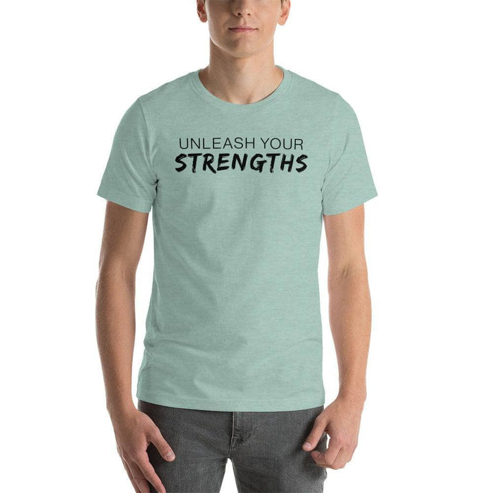 Unleash Your Strengths Short-sleeve unisex t-shirt Apparel Your Oil Tools Heather Prism Dusty Blue XS 