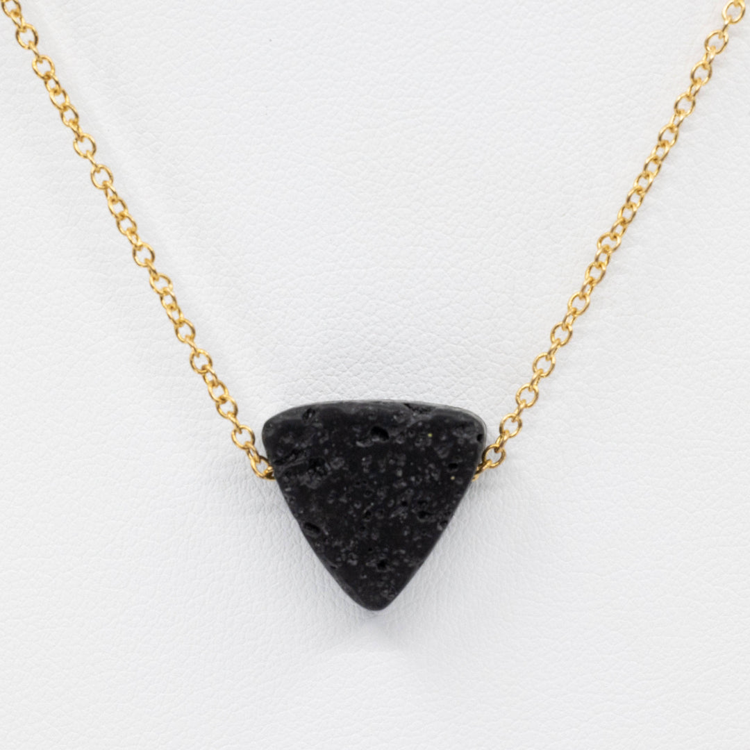 Gold Chain Necklace w/ Triangle Lava Rock Aroma Jewelry Your Oil Tools 