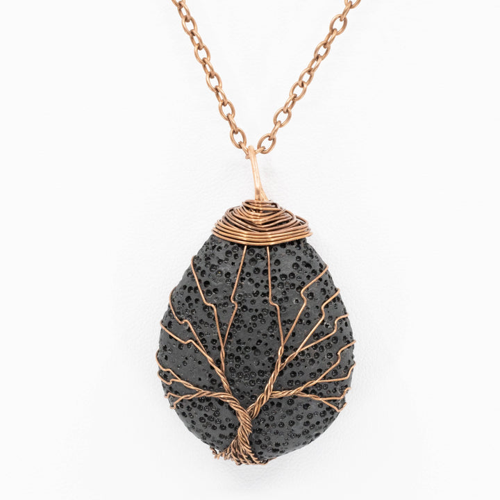 Tree of Life Lava Stone Diffuser Necklace (Black) Aroma Jewelry Your Oil Tools 