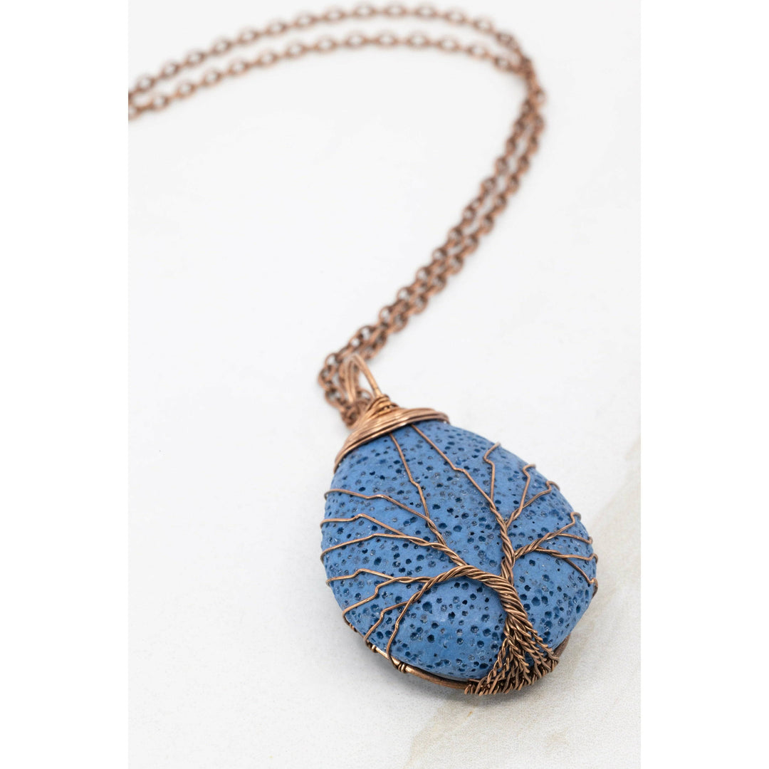 Tree of Life Lava Stone Diffuser Necklace (Blue) Aroma Jewelry Your Oil Tools 
