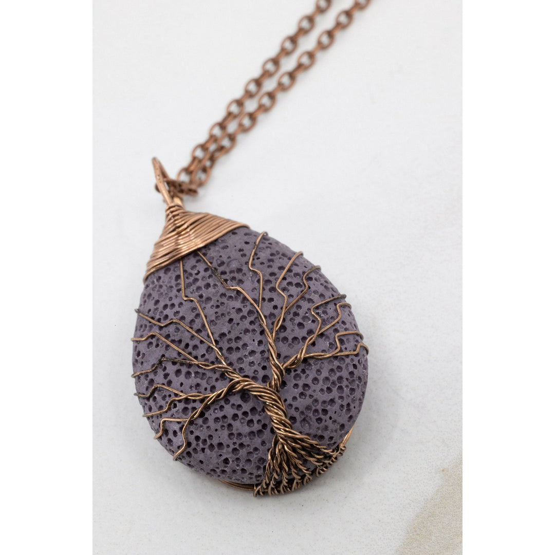 Tree of Life Lava Stone Diffuser Necklace (Purple) Aroma Jewelry Your Oil Tools 