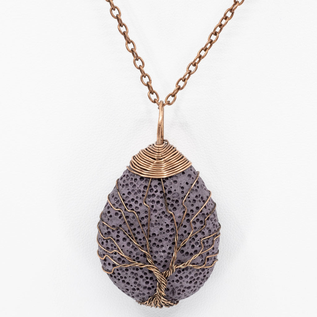 Tree of Life Lava Stone Diffuser Necklace (Purple) Aroma Jewelry Your Oil Tools 