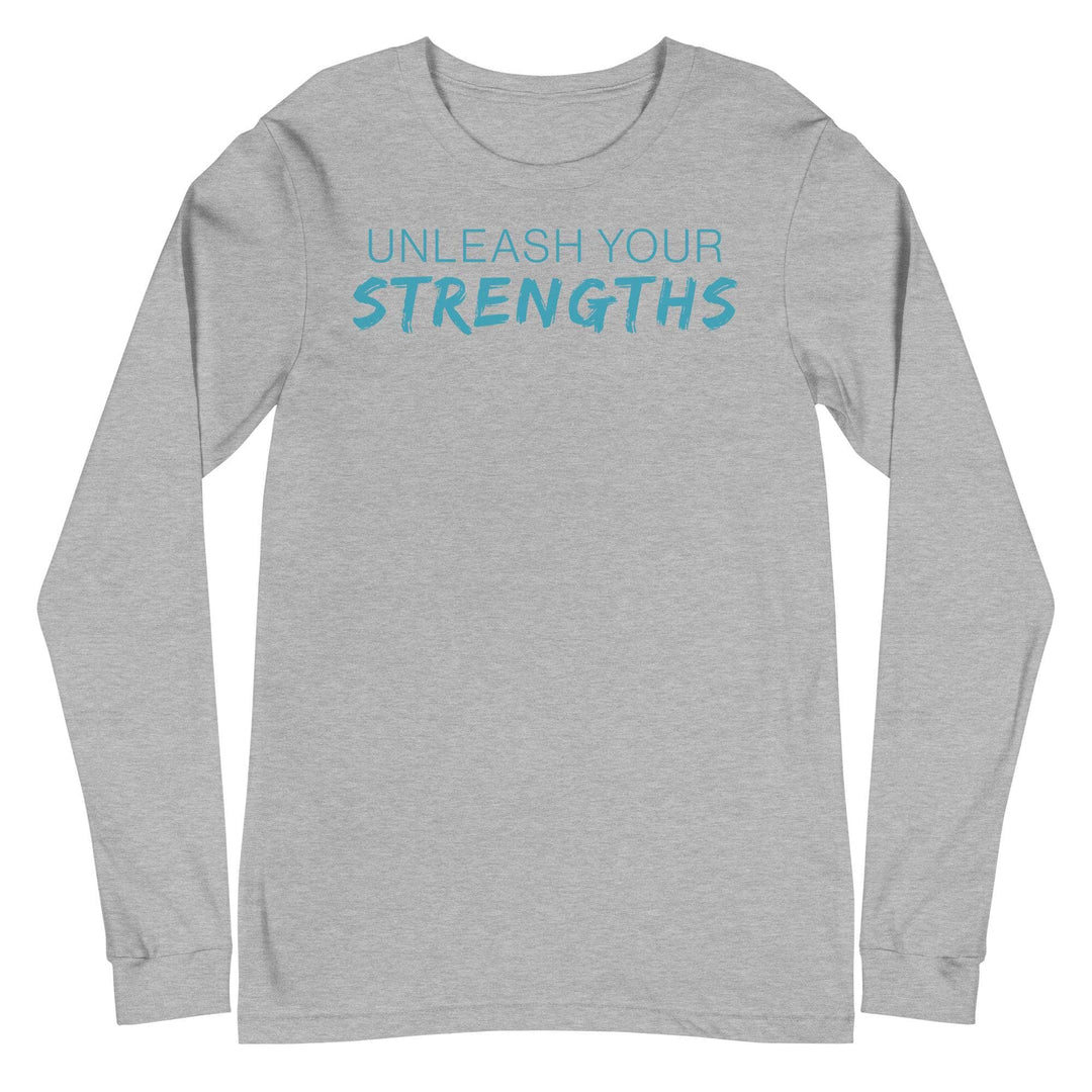 Unleash Your Strengths - Text Blue - Unisex Long Sleeve Tee Your Oil Tools Athletic Heather S 