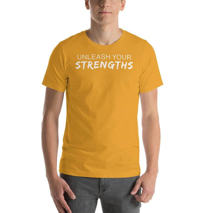 Unleash Your Strengths - Unisex t-shirt Your Oil Tools Mustard S 