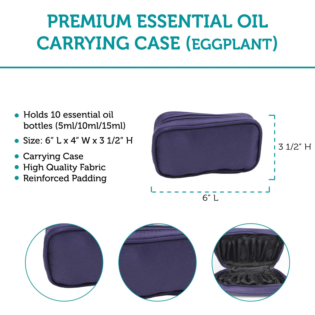 Eggplant Premium Essential Oil Carry Travel Case (Holds 10 Bottles) Cases Your Oil Tools 