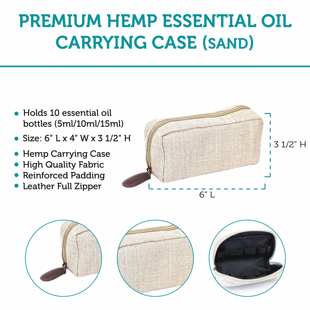Hemp Bag Essential Oil Travel Case (Sand) Cases Your Oil Tools 