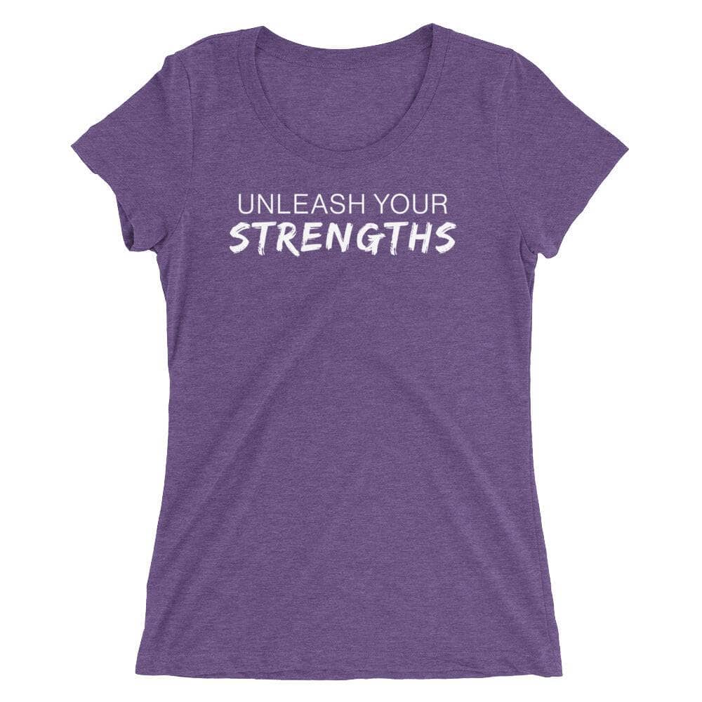 Unleash Your Strengths - White Text - Ladies' short sleeve t-shirt Your Oil Tools Purple Triblend S 