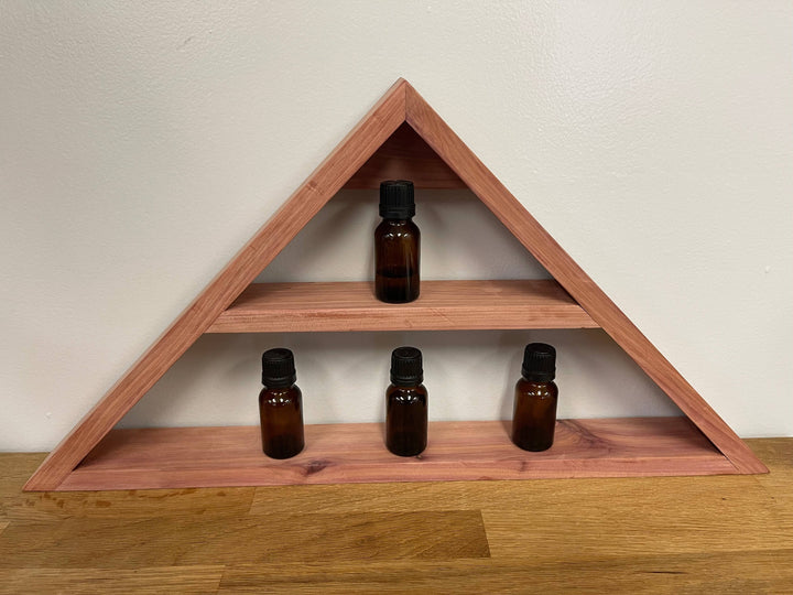 Tiered Triangular Wood Display (Cedar) Displays Your Oil Tools 
