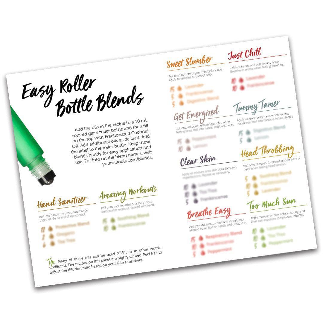 Easy Essential Oils Recipes & Labels DIY Kit (Bottles Included