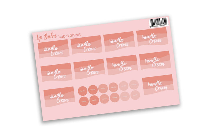 Vanilla Cream Lip Balm Labels & Lid Stickers DIY Your Oil Tools 