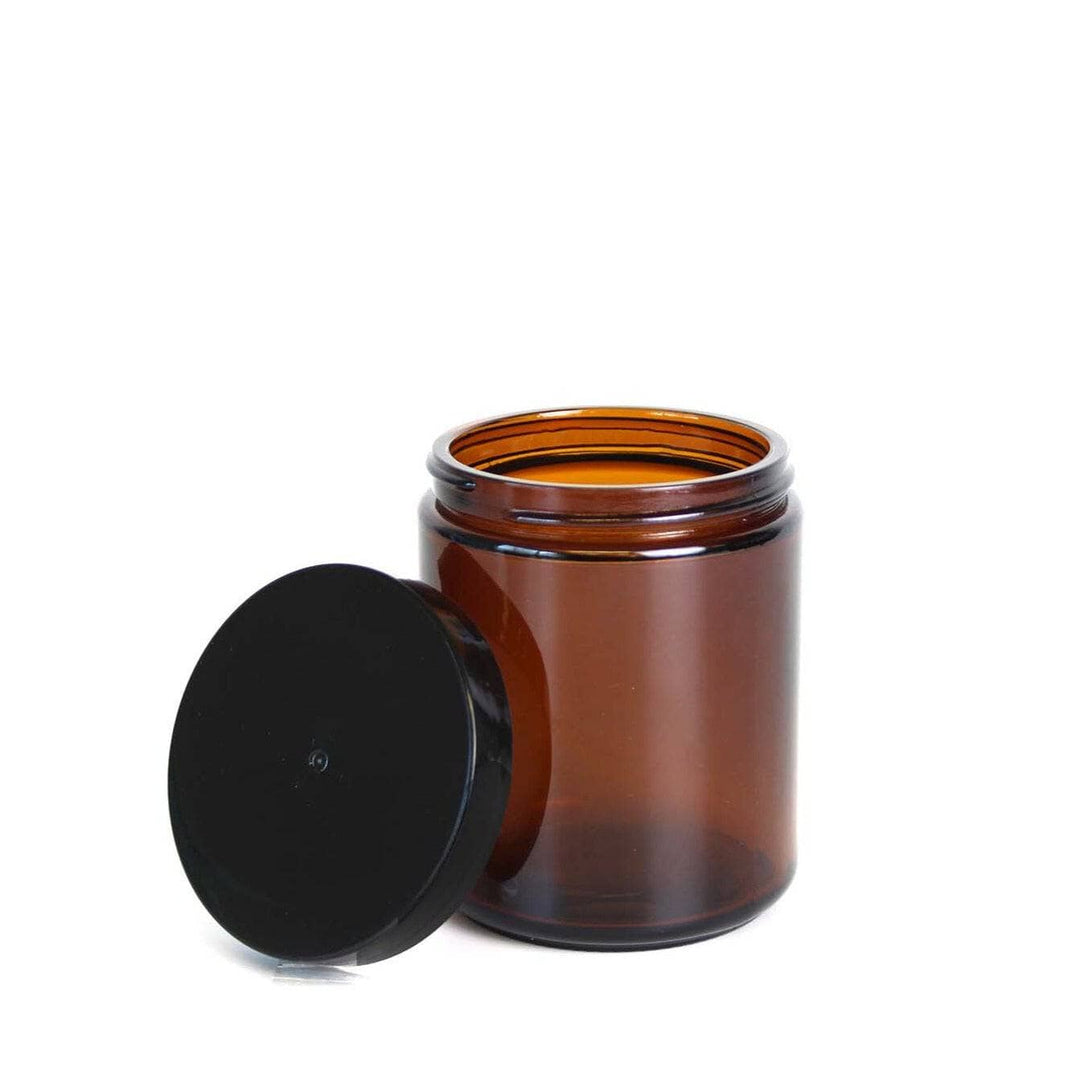 8 oz Amber Glass Jar w/ Black Cap Glass Jars Your Oil Tools 
