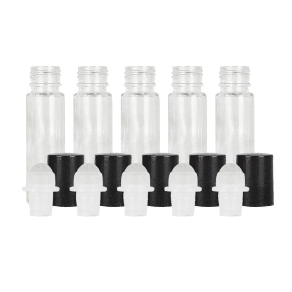 10 ml Clear Glass Roller Bottles (Flat of 150) Glass Roller Bottles Your Oil Tools Black Glass 