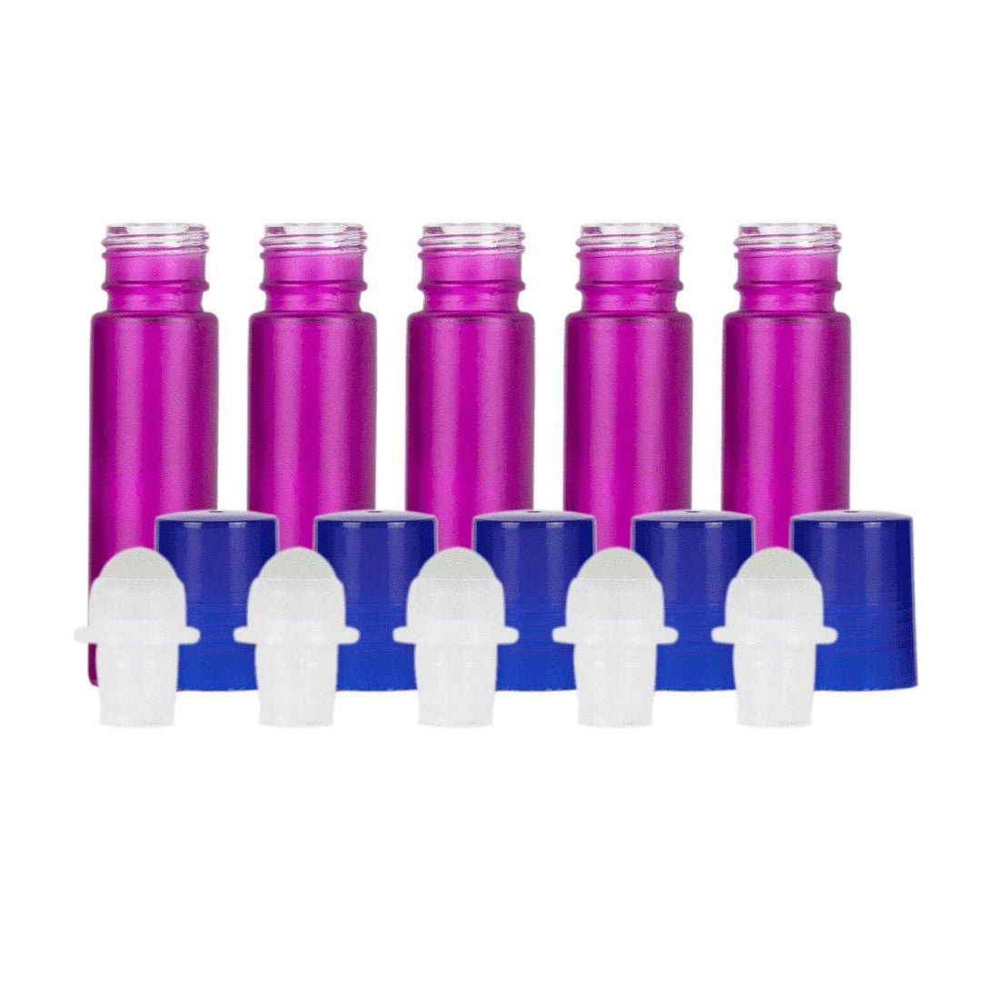 10 ml Purple Frosted Glass Roller Bottles (Pack of 5) Glass Roller Bottles Your Oil Tools Blue Glass 