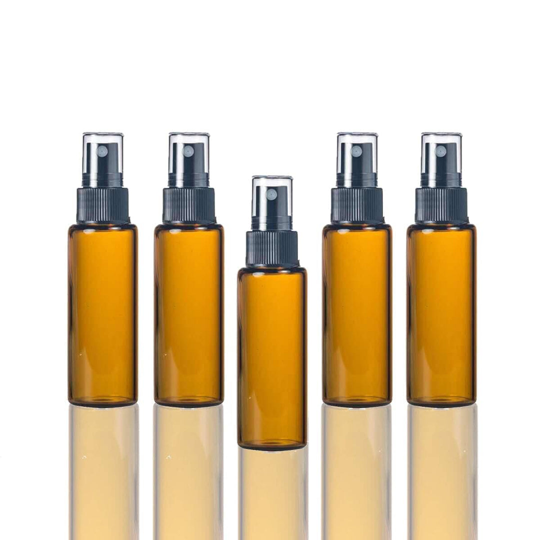 10 ml Amber Glass Vial w/ Black Fine Mist Tops (Pack of 5) Glass Spray Bottles Your Oil Tools 