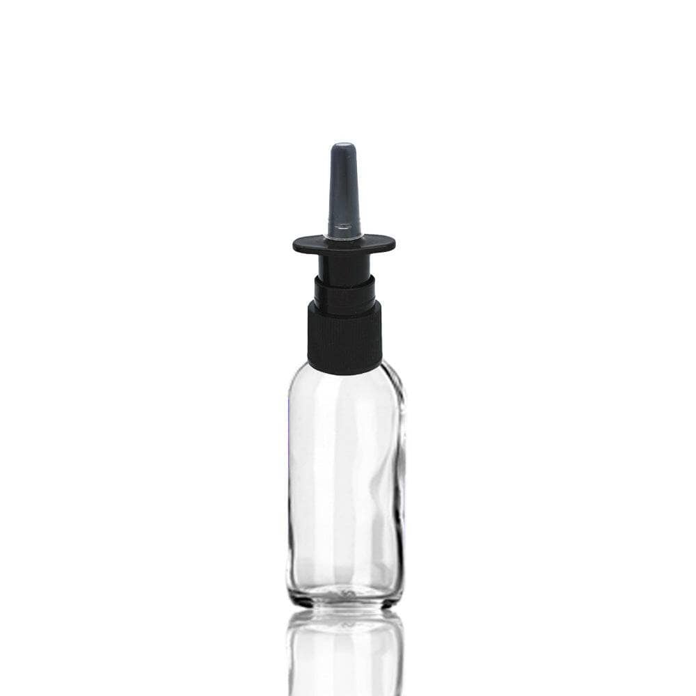 1oz Clear Glass Bottle w/ Black Nasal Atomizer at Your Oil Tools