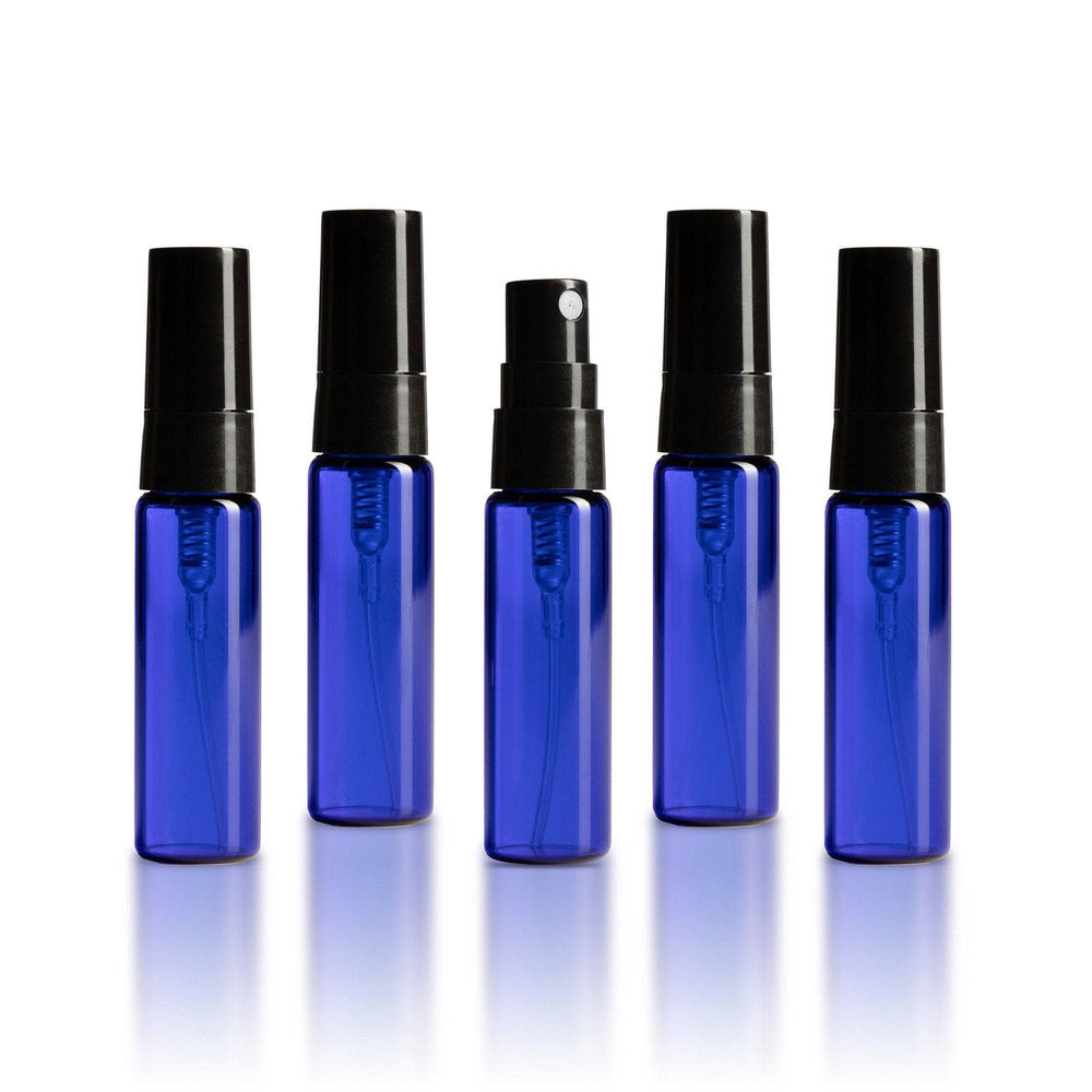 5 ml Blue Glass Vials w/ Black Fine Mist Tops (Pack of 5) at Your Oil Tools