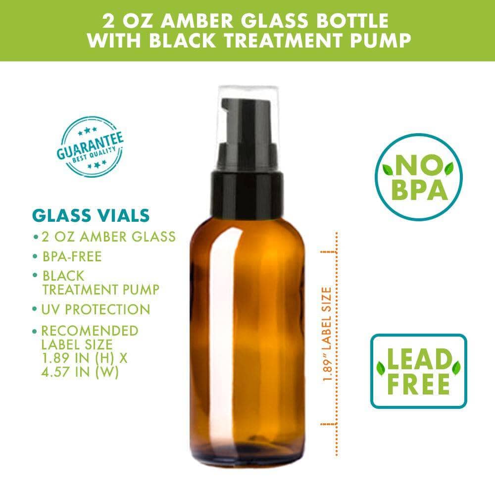 2 oz Amber Glass Bottle w/ Treatment Pump Glass Treatment Bottles Your Oil Tools 