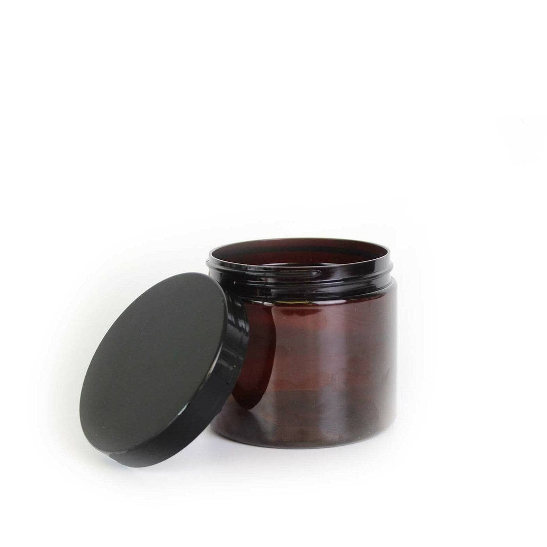 16 oz Amber PET Plastic Jar w/ Black Cap Plastic Jars Your Oil Tools 