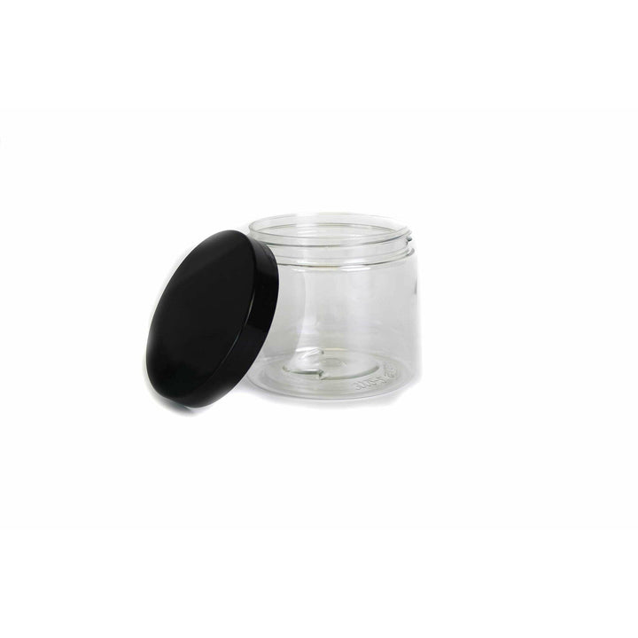 16 oz Clear Plastic Jar w/ Black Cap Plastic Jars Your Oil Tools 