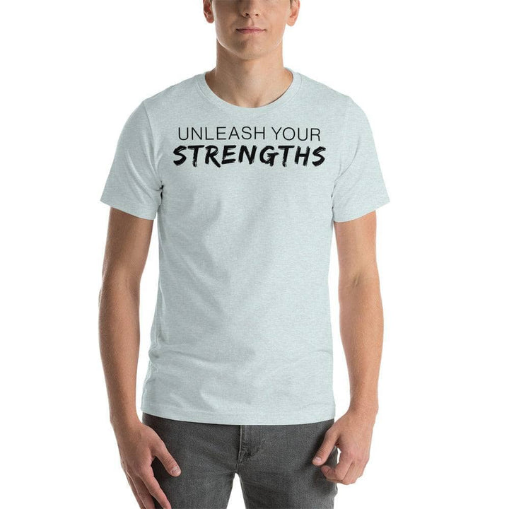 Unleash our Strengths - Unisex t-shirt Your Oil Tools Heather Prism Ice Blue S 
