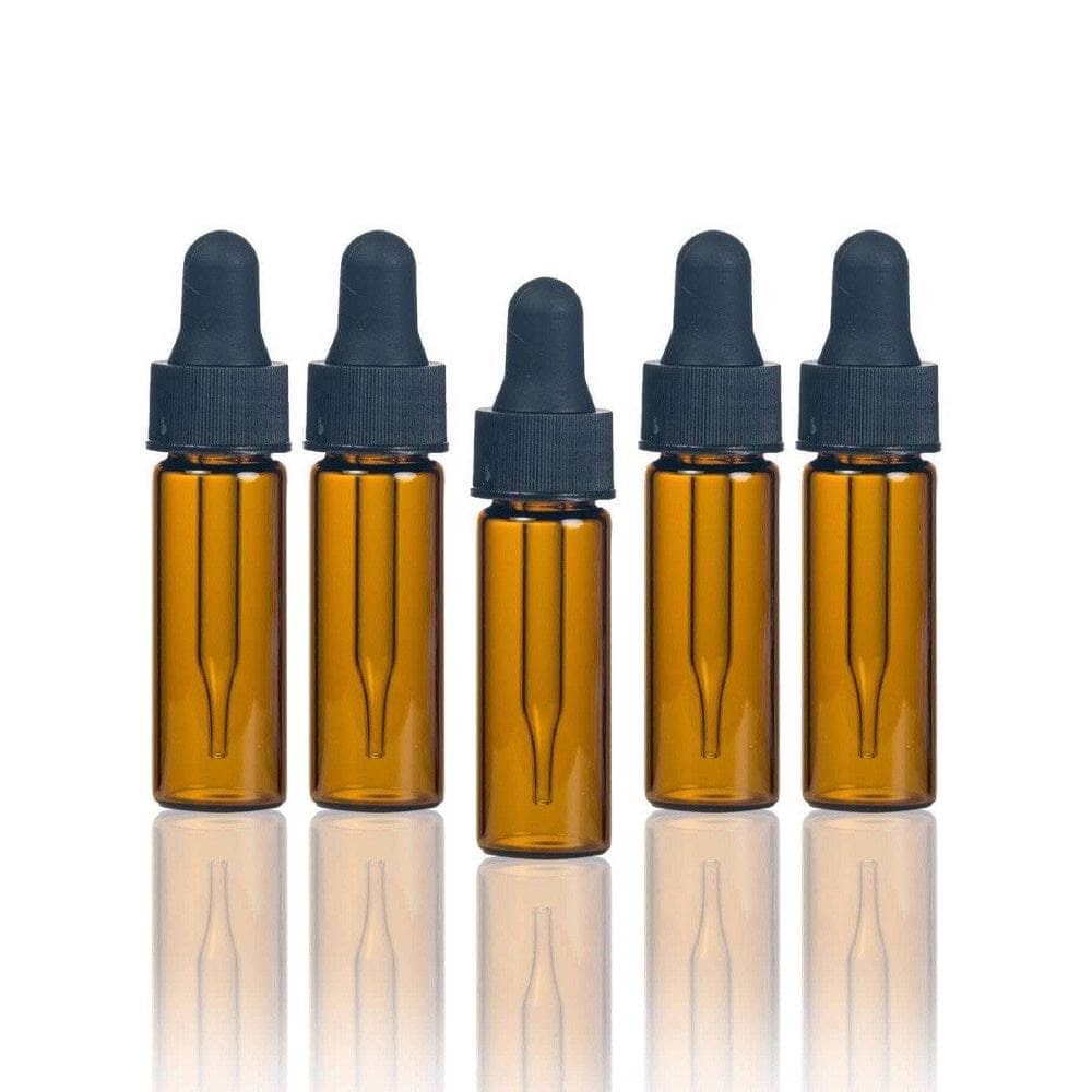 1 Dram (3.7 ml) Amber Glass Vial w/ Dropper (Pack of 5) Sample Bottles Your Oil Tools 