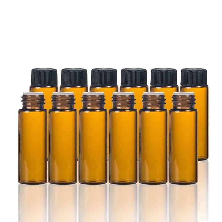 1 dram (3.7 ml) Amber Glass Vial w/ Orifice Reducer (Pack of 12) Sample Bottles Your Oil Tools 