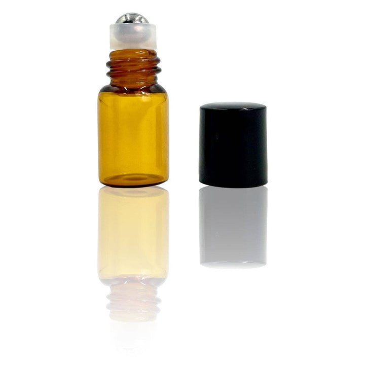 2 ml Amber Glass Vials w/ Stainless Steel Rollers & Black Caps (Pack of 5) Sample Bottles Your Oil Tools 