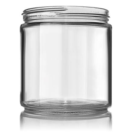 16 oz Clear Glass Jar w/ Black Cap Glass Jars Your Oil Tools 