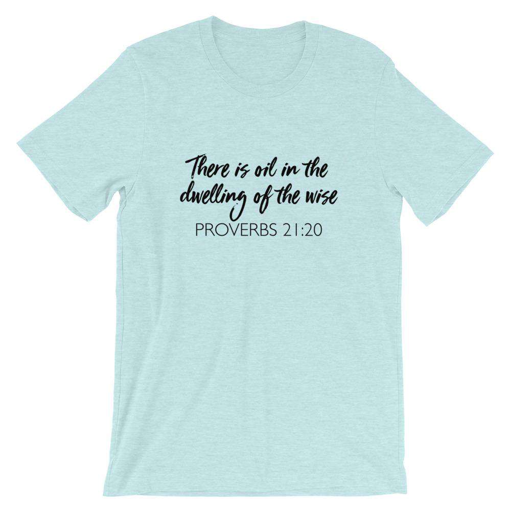 Dwelling of the Wise (Light) Short-Sleeve Unisex T-Shirt Apparel Your Oil Tools Heather Prism Ice Blue XS 