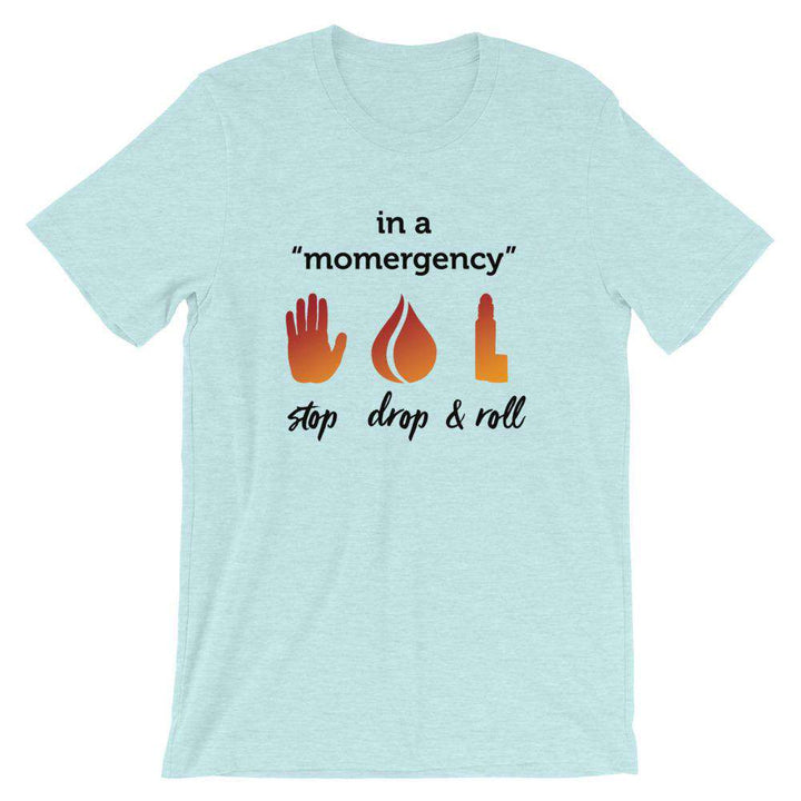 "Momergency" (Light) Short-Sleeve Unisex T-Shirt Apparel Your Oil Tools Heather Prism Ice Blue XS 