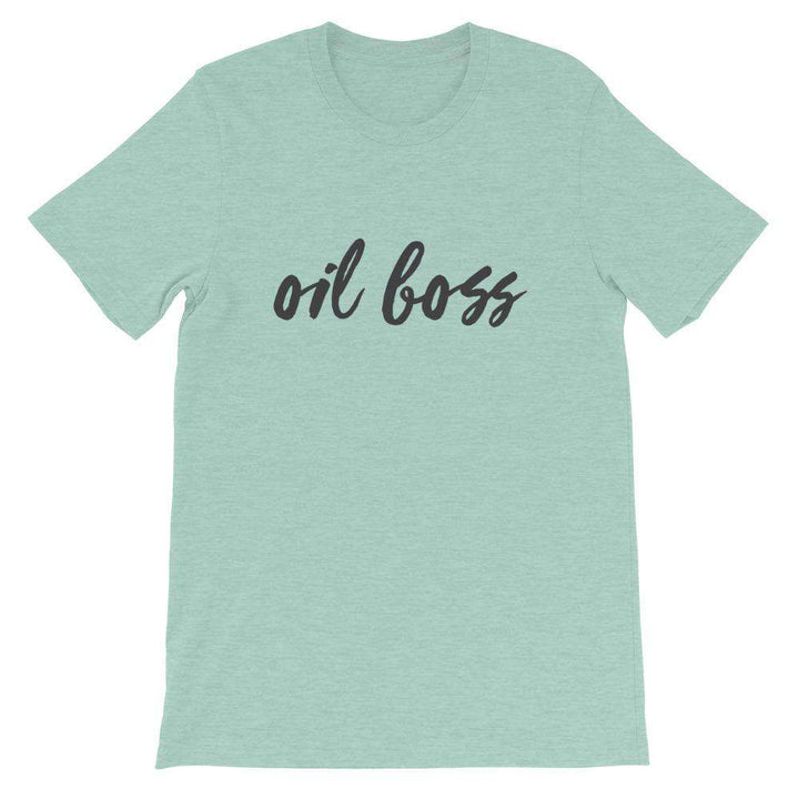Oil Boss (Light) Short-Sleeve Unisex T-Shirt Apparel Your Oil Tools Heather Prism Dusty Blue XS 