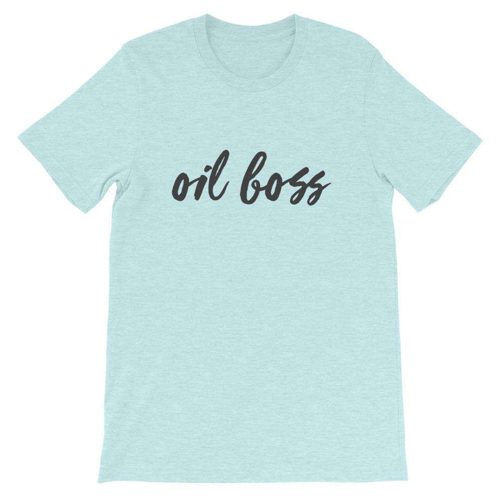 Oil Boss (Light) Short-Sleeve Unisex T-Shirt Apparel Your Oil Tools Heather Prism Ice Blue XS 