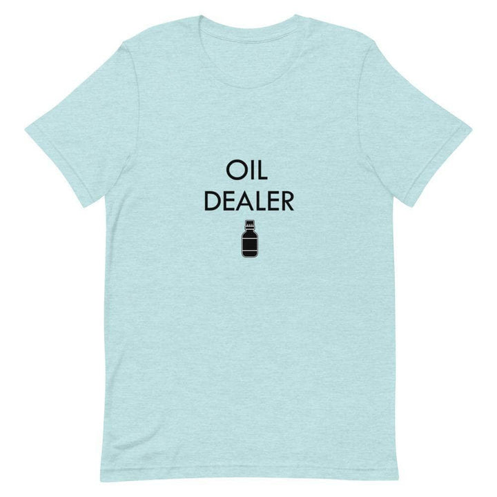 "Oil Dealer" Short-Sleeve Unisex T-Shirt Apparel Your Oil Tools Heather Prism Ice Blue XS 
