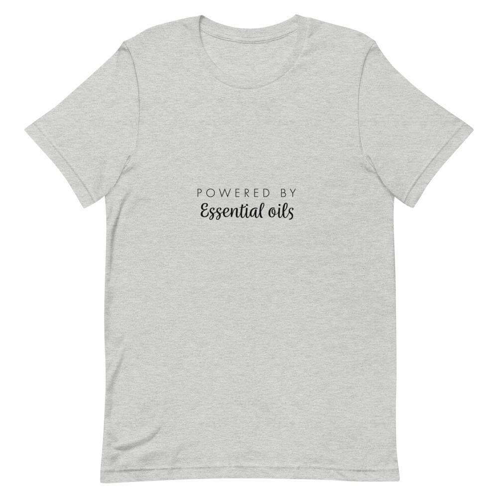 "Powered by Essential Oils" Short-Sleeve Unisex T-Shirt Apparel Your Oil Tools Athletic Heather S 