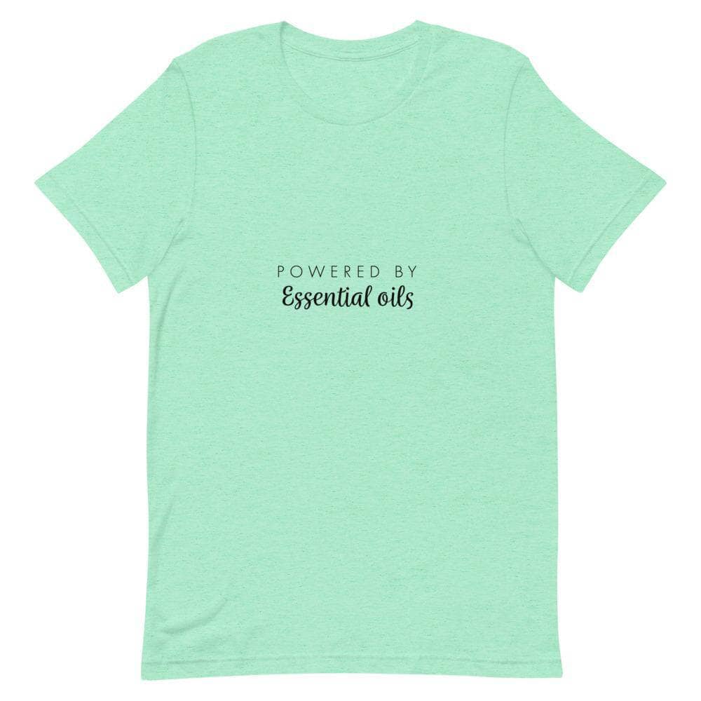 "Powered by Essential Oils" Short-Sleeve Unisex T-Shirt Apparel Your Oil Tools Heather Mint S 
