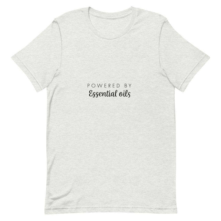 "Powered by Essential Oils" Short-Sleeve Unisex T-Shirt Apparel Your Oil Tools Ash S 